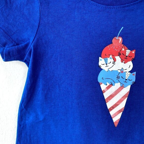 Hanna Andersson Patriotic Cat Ice Cream Tee 4 - Picture 3 of 7